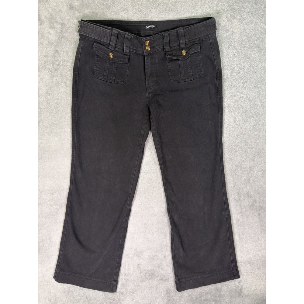 Flamingals Jeans Womens 2XL Black Denim Mid Rise Wide Leg Baggy Stretch